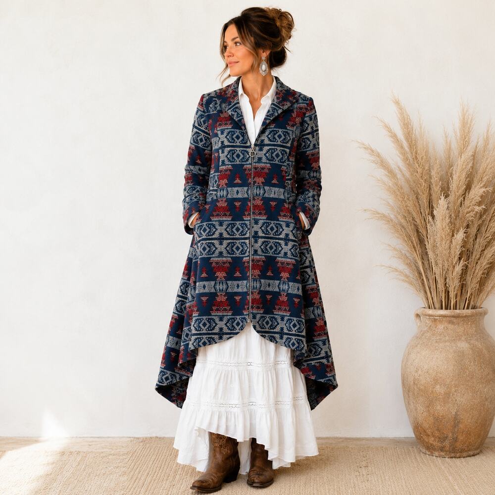 Outback Trading Co Clare Jacket Womens Sz Large Southwest Blanket Coat Aztec
